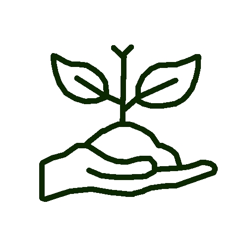 An artist's interpretation of a hand holding a small plant